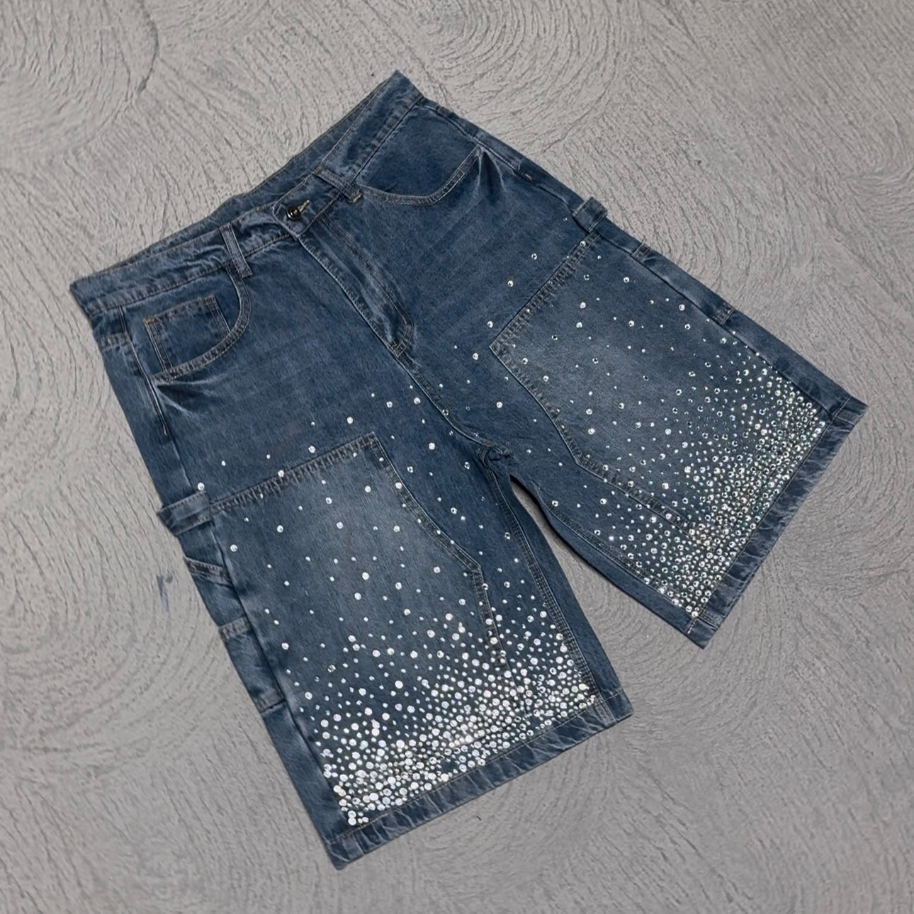 DENIM FRGVN RHINE STONE JORTS