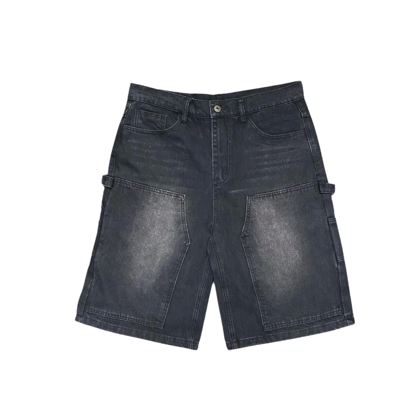 PLAIN BLACK DENIM FRGVN CARPENTER JORTS