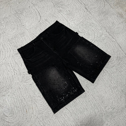 BLACK RHINESTONE JORTS