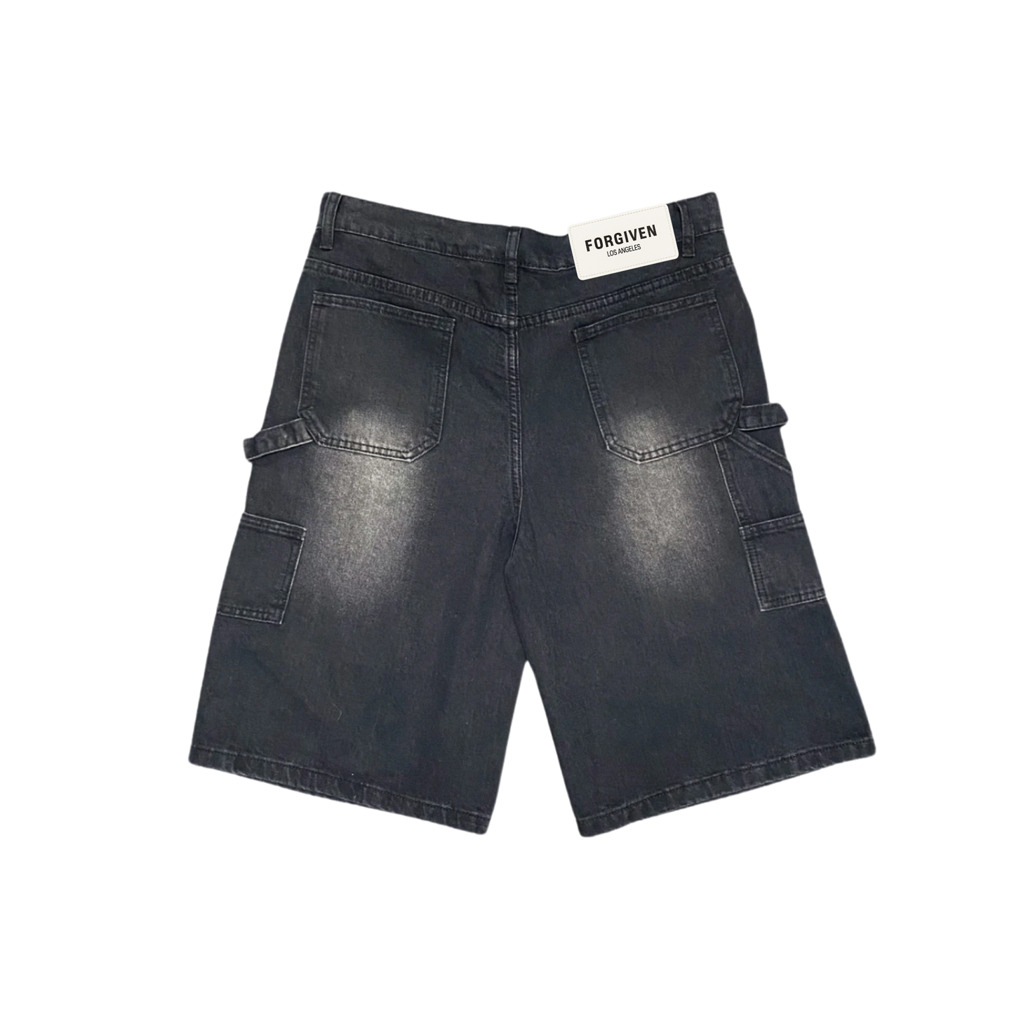 PLAIN BLACK DENIM FRGVN CARPENTER JORTS
