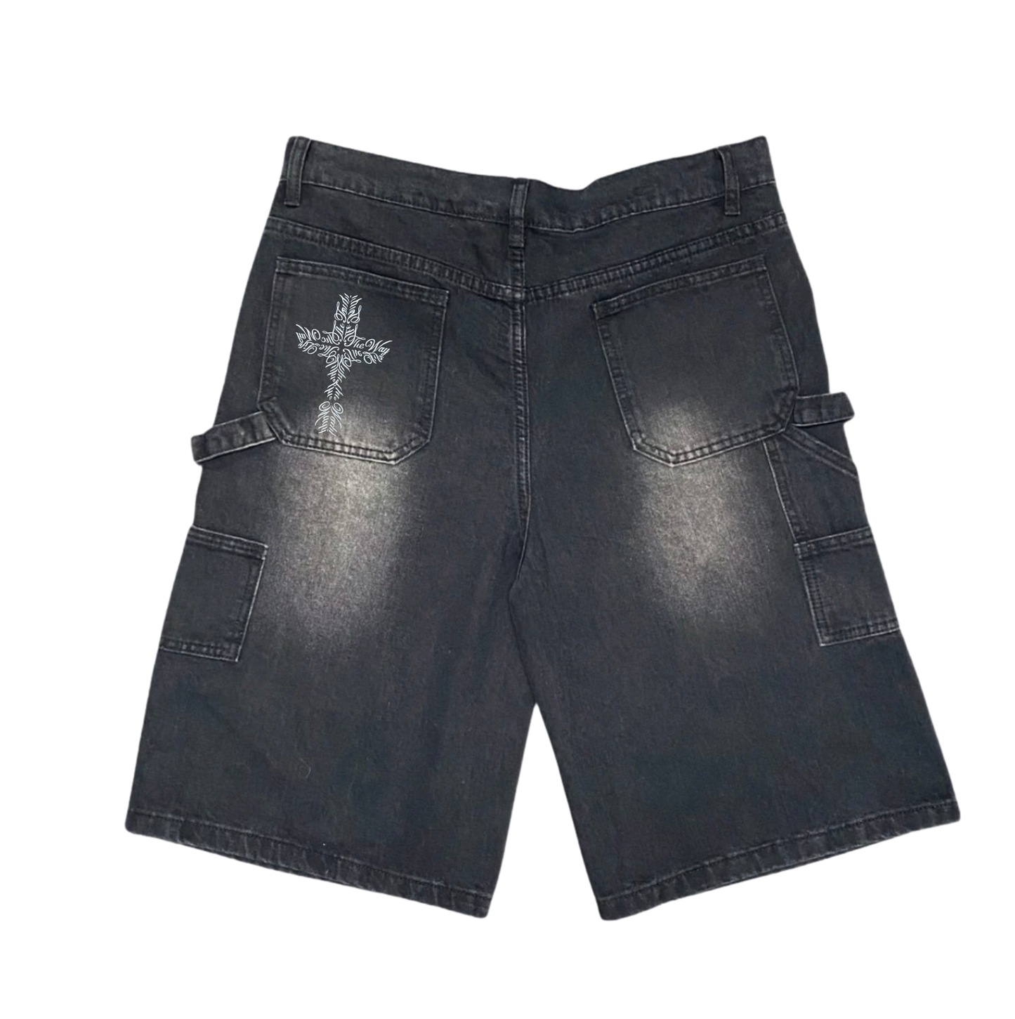 BLK FRGVN RHINE STONE JORTS