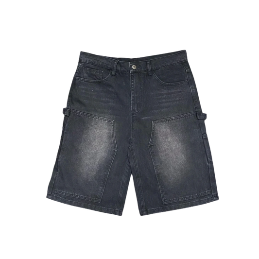 PLAIN BLACK DENIM FRGVN CARPENTER JORTS